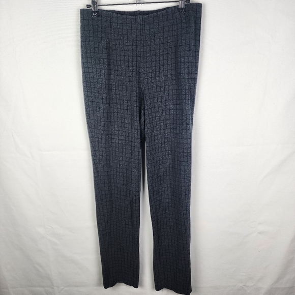 J JILL  Pull On Ponte Slim Leg Gray Plaid Stretch Casual Pants Small Career - Picture 1 of 6